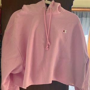 NWT Champion Cropped Hooded Sweatshirt Pink